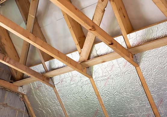 Picture of roof insulation being installed
