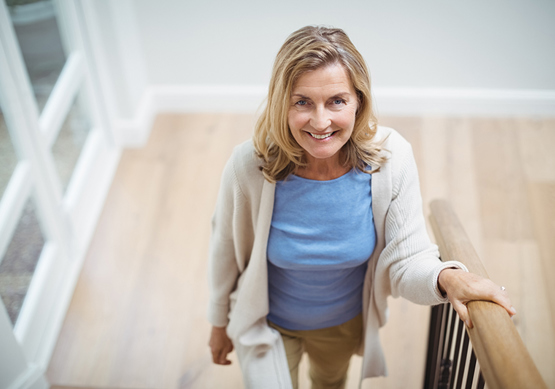 Woman on stairs