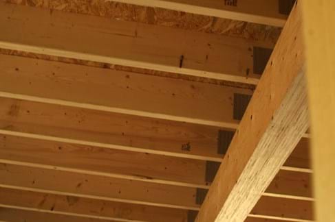 Why do surveyors need to look at the floor and ceiling joists?